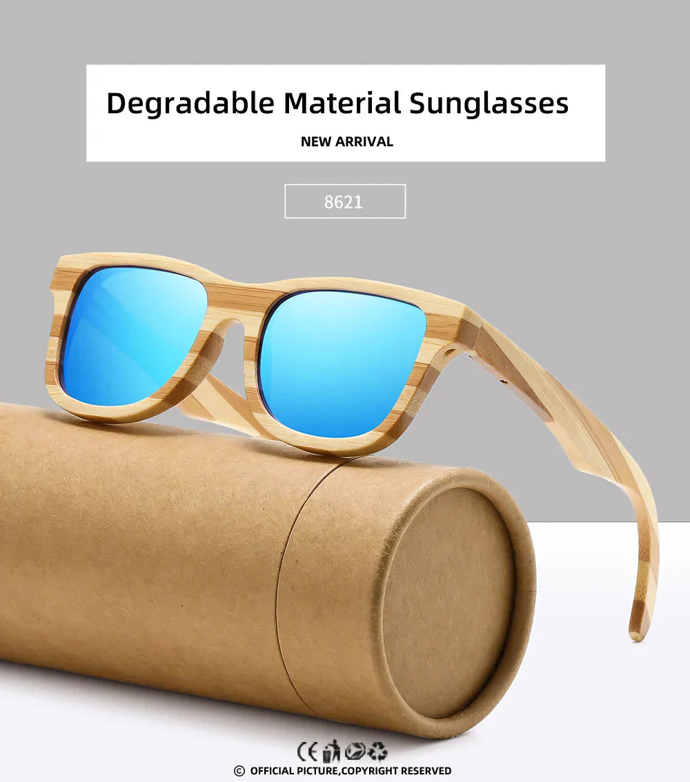 Natural Zebra bamboo adult sunglasses Manual polarized glasses Mirror coated lens Glasses Gift box 8621C