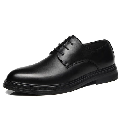 Men's Formal Business Shoes British Style Pointed Young Casual Shoes Thick Bottom Genuine Leather Increase Height Wedding Shoes