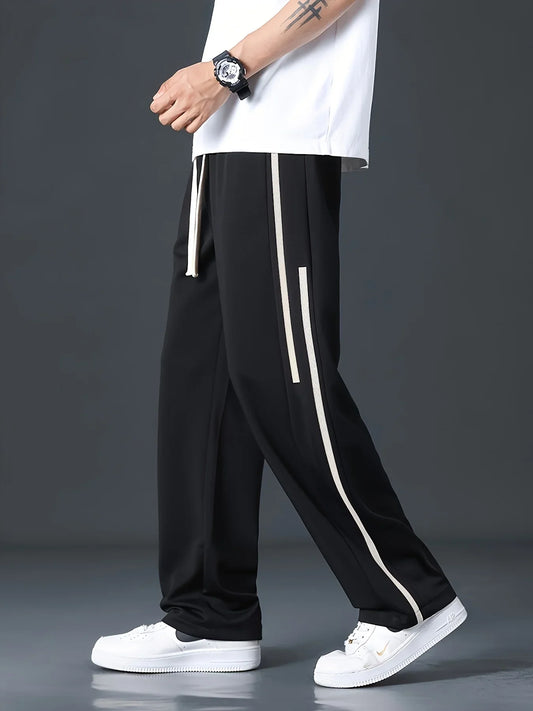 Men's summer sweatpants with drawstrings and pockets, quick-drying loose fit, smart casual jogging bottoms for outdoor activitie