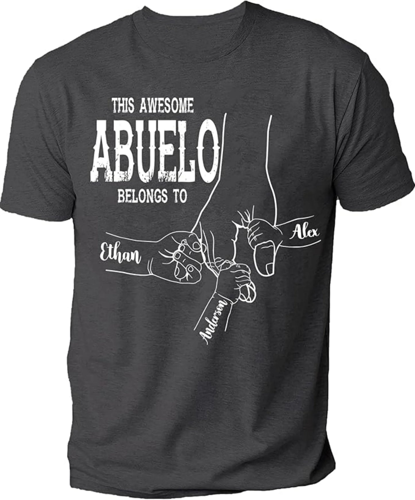 Personalize Best Grandpa Dad Ever Black Shirt - Custom Fist Bump Papa Father w Kid Name T-Shirt S-3XL