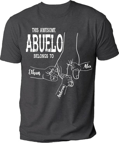 Personalize Best Grandpa Dad Ever Black Shirt - Custom Fist Bump Papa Father w Kid Name T-Shirt S-3XL