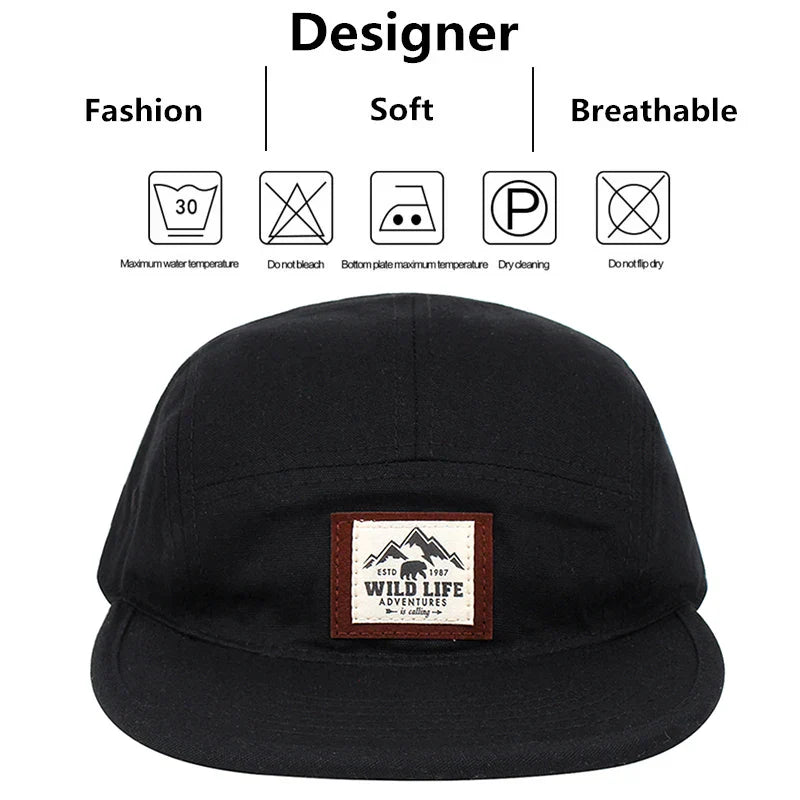 Cotton 5 Panel Baseball Cap Snapback Caps Bone Gorras Hombre Originales Hip Hop Hats For Men Women Adjustable