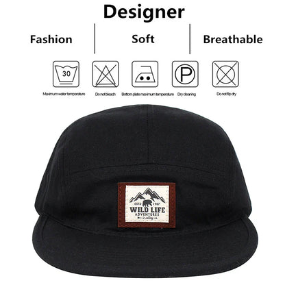 Cotton 5 Panel Baseball Cap Snapback Caps Bone Gorras Hombre Originales Hip Hop Hats For Men Women Adjustable