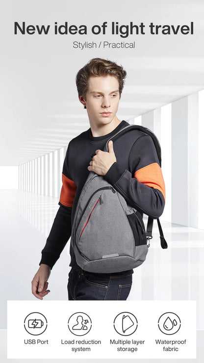 Men One Shoulder Backpack Women Sling Bag Crossbody USB Boys Cycling Sports Travel Versatile Fashion Student School