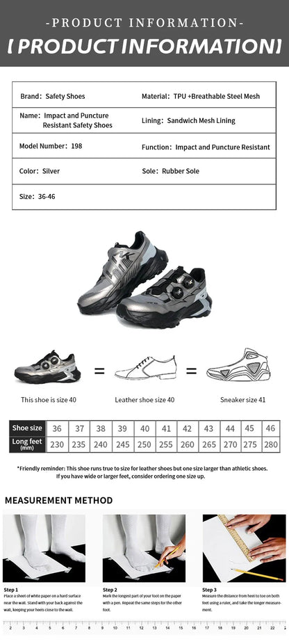 New Four-Season Safety Work Shoes, Steel Toe Anti-Smash & Anti-Penetration, Quick-Turn Buckle, Tech-Style Lightweight Wear-Resis