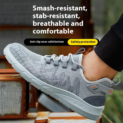 Light Breathable Sneaker Safety Shoes Steel Toe Shoes for Men Anti-slip Anti-impact Anti-puncture Outdoor Work Security Shoes