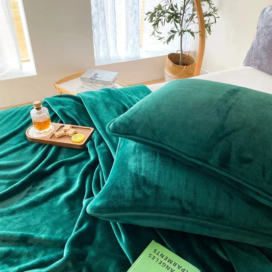 Soft Flannel Fleece Blanket Plush Velvet Throws,Dark Green Bed Linen Sheet Bedspread Home Office 200*230cm Summer Quilt