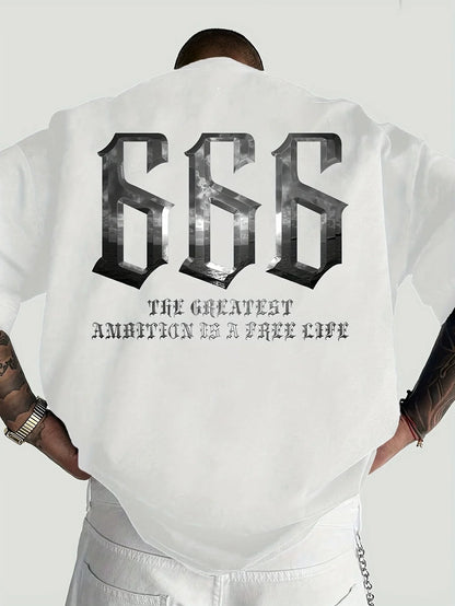 Men's American Street Style Printed T-shirt - Round Neck Summer Short Sleeved Shirt,