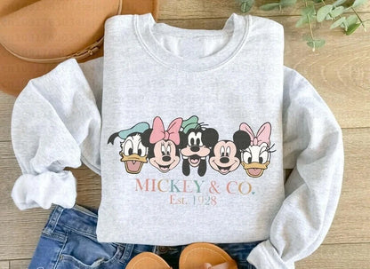 2026 Autumn Mickey Friends Peripheral Printed Hoodies Latest Fashion Sports Girls Spring Loose Couple Round-neck Hoodie