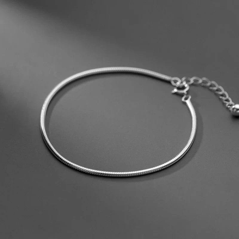 Hight Quality 100% 925 Sterling Silver Fashion Classic Snake Chain Bracelet Anklet Link for Women Fine Jewelry Bijoux