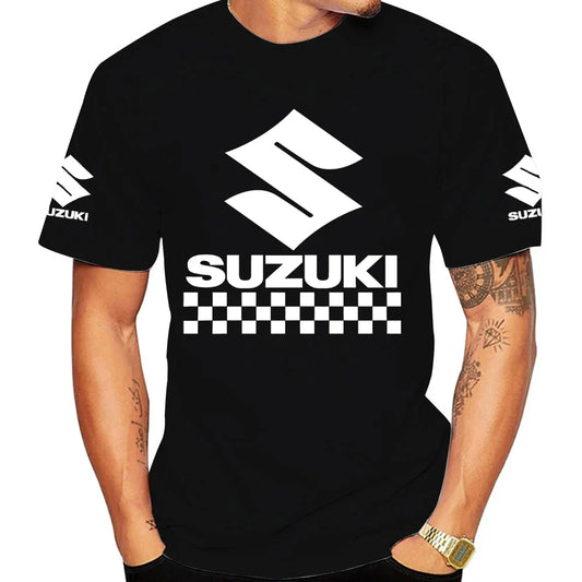 2026 Summer New Racing Motorcycle 100% Cotton Trendy Men T-shirt Daily Outdoor Sports Casual Loose Street Short-sleeve