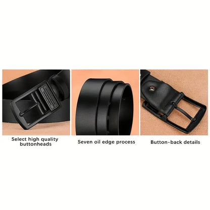 New Leather Cowhide Men's Belt Fashion Metal Alloy Pin Buckle Adult Luxury Brand Jeans Business Casual Waist Male Strap Brand