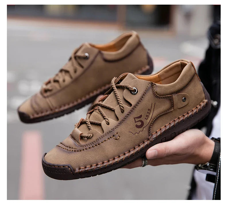 Men Leather Casual Shoes Outdoor Comfortable High Quality Fashion Soft Homme Classic Ankle Non-slip Flats Moccasin Trend