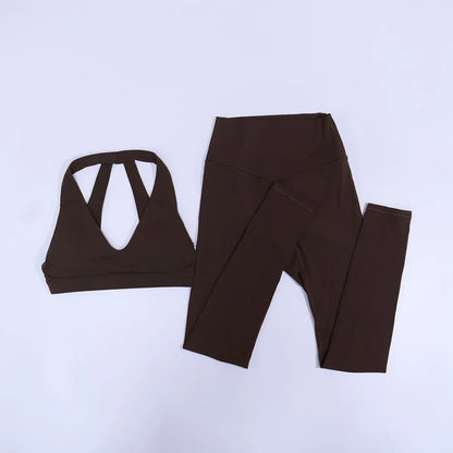 New Summer Women's Ultra Soft Sports Bra And Yoga Pants Set Fashionable Two-Piece Gym Workout Shock-Absorbing Underwear Suit