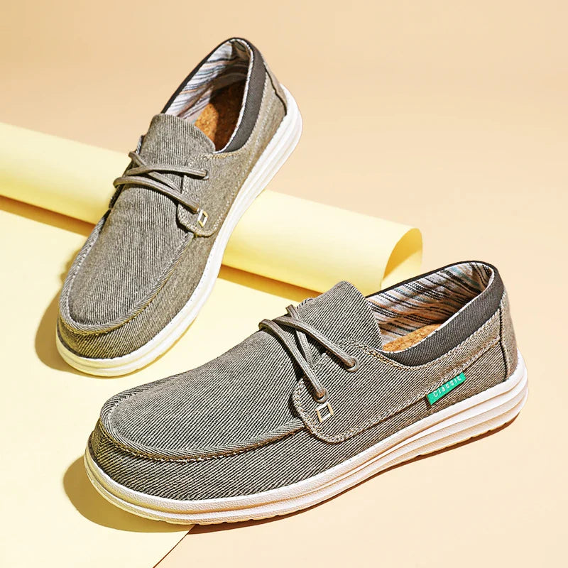 Men's Canvas Shoes Retro Loafers Lightweight Flats Leisure Footwear Male Summer Moccasin Men Casual Business Shoe