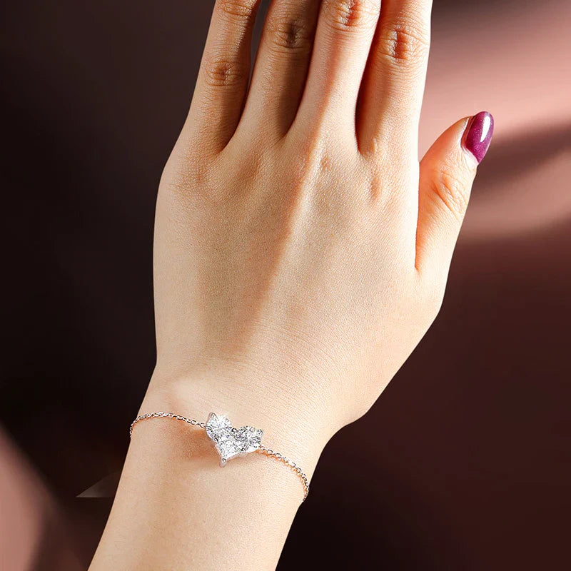 3 Gems Moissanite Bracelet for Women Men Adjustable Chain S925 Sterling Silver Jewelry Lab Diamond Couples Birthday Gifts