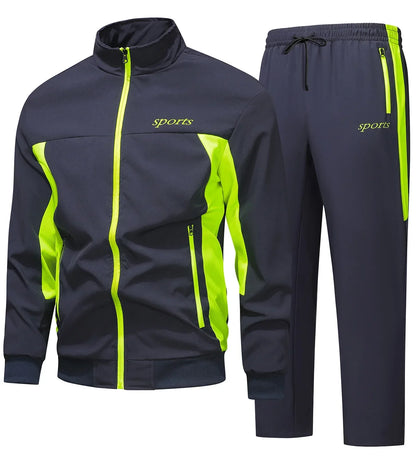Mens Casual 2 Piece Set Long Sleeve Jacket Pants Thin Lightweight Polyester Cotton Trendy Hip Hop Streetwear Spring Autumn