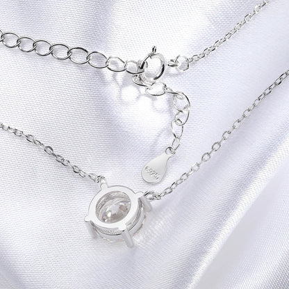 Colar Feminino de Moissanite Banhado a Ouro Branco 1-10 CT Clássico com Pingente de Quatro Garras Joia de Casamento em Prata Esterlina 925