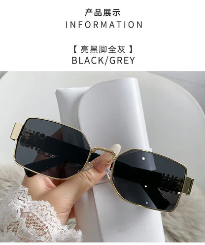 New Fashion Metal Box Women's Sunglasses High Quality High Sense Trend Street Sun Glasses Girls Sunshade Glasses UV400