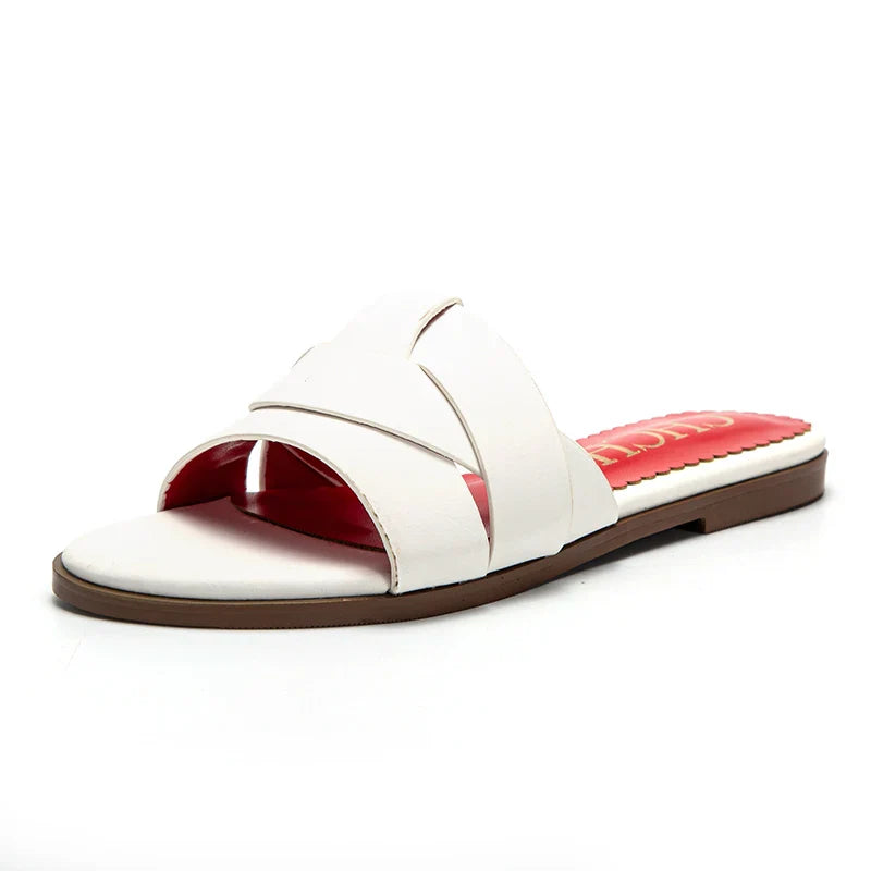 Women's Slippers Luxury brand PU Material Outdoor Flat Bottom Beach Tourism Summer Women's Slippers  2024 summer