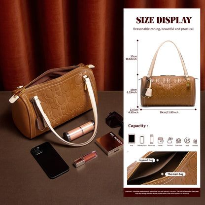 Fashion Classic Women's Boston Bag Autumn Winter New Collection 2025 Letter Design Shoulder Bag Texture Shoulder Bag