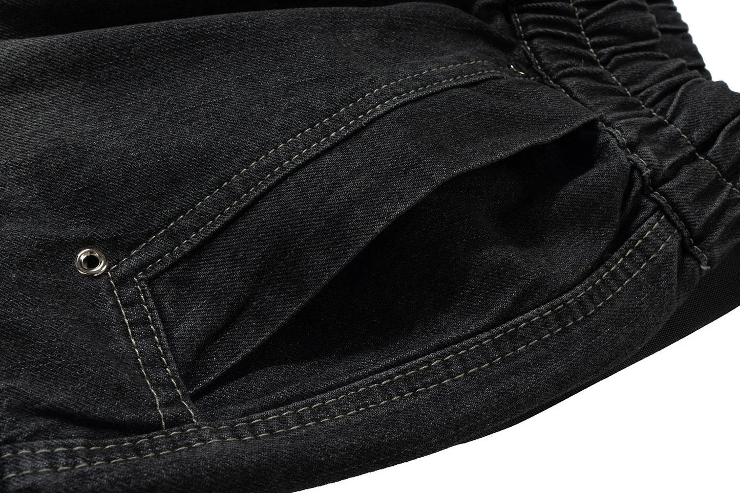 Gothic street jeans with multiple pockets men's shorts wide-legged loose nine-quarter pants knee-length pants loose casual pants