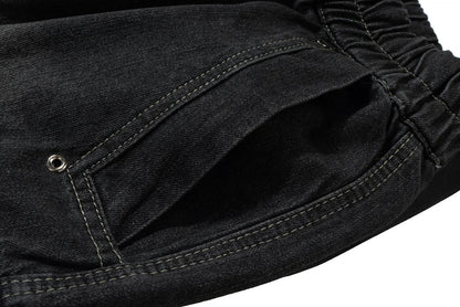 Gothic street jeans with multiple pockets men's shorts wide-legged loose nine-quarter pants knee-length pants loose casual pants