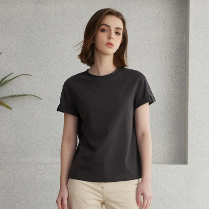 Summer Short Sleeved Clothes Premium Luxury Women's Clothing Combed Cotton Tshirts pima cotton Tee Shirt