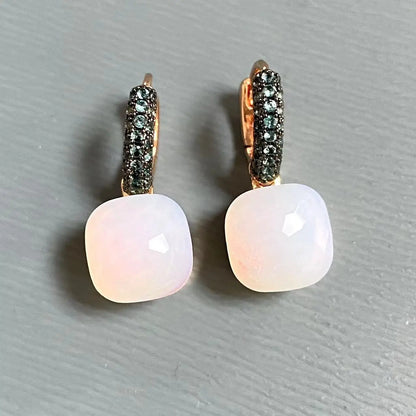 Classic Nudo Earrings Inlay Blue Topaz Zircon With Black Gun Plated Brown Crystal Earrings Fashion Jewelry Gift For Women