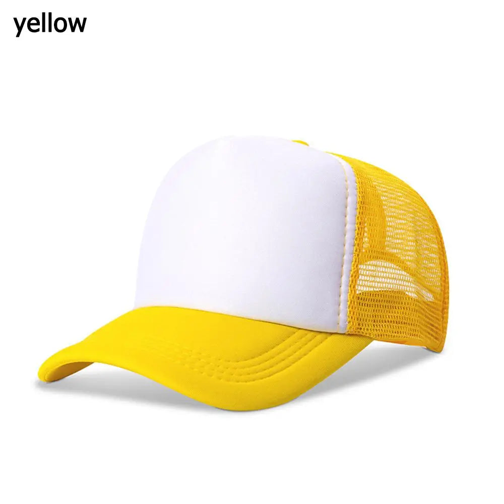 Fashion Unisex Plain Baseball Cap Adjustable Trucker Baseball Cap Snapback Mesh Curved Mens Womens Sun Summer Hat
