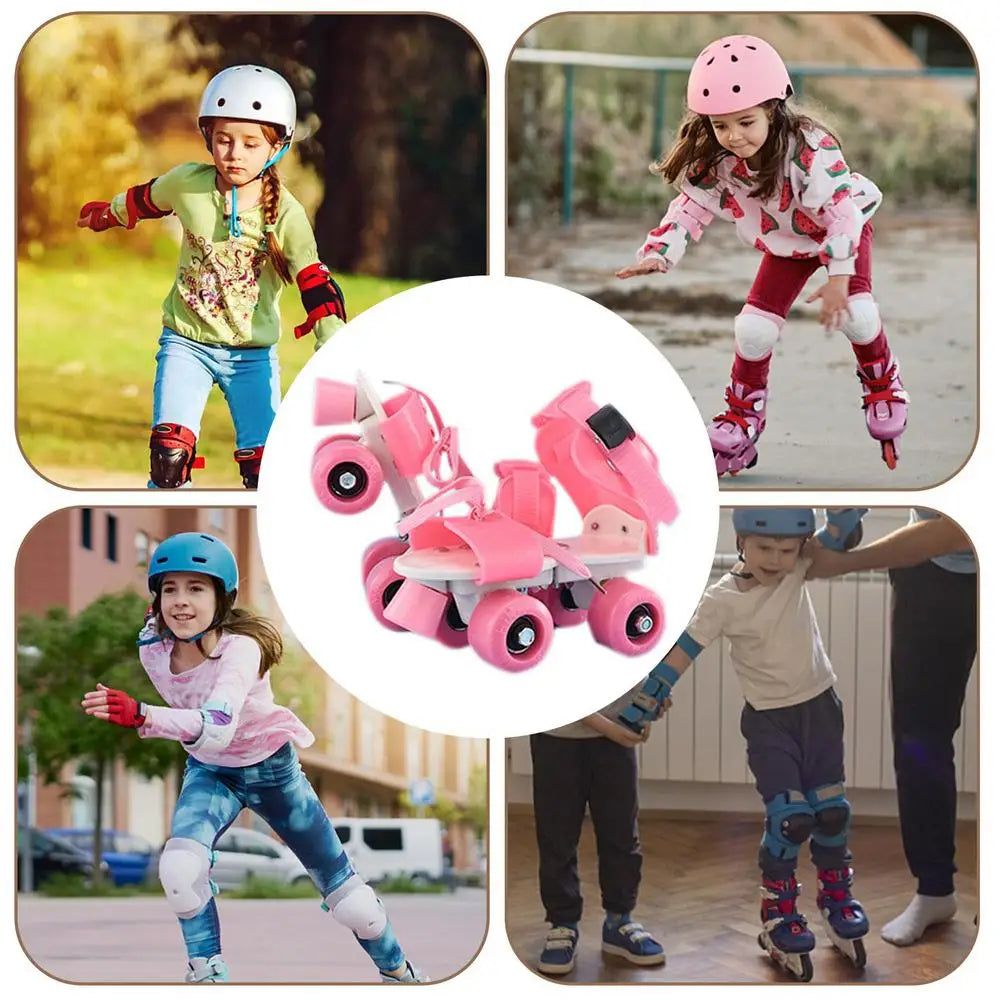Roller Skates Double Row Beginner Roller Skates For Girls Adjustable Sizes Inline Skates Easy To Wear Simple Design Walking