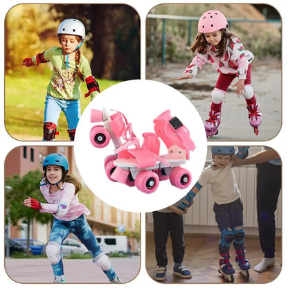 Roller Skates Double Row Beginner Roller Skates For Girls Adjustable Sizes Inline Skates Easy To Wear Simple Design Walking