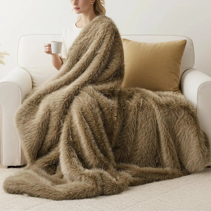 Fluffy Soft Blankets Luxury Fur blanket for Bed Sofa Mink Faux Fur Throw and Blankets Large Warm Blanket for Home Decor