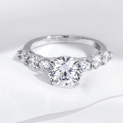 3.2CTTW Full Moissanite Wedding Rings for Women 7 Stones Sparkling Lab Diamond Band with Certificate S925 Sterling Silver