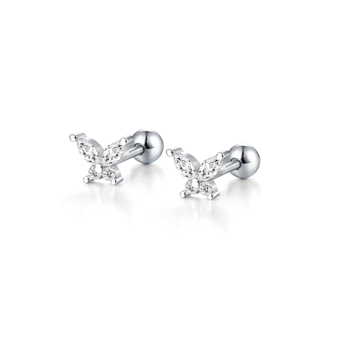 925 Sterling Silver Fashion Love Butterfly Romantic Star Crown Screw Stud Earrings for Women Ear Bone Piercing Jewelry