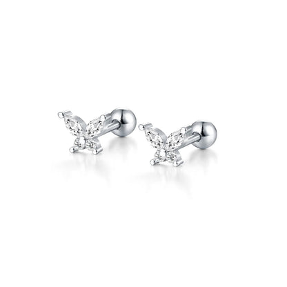 925 Sterling Silver Fashion Love Butterfly Romantic Star Crown Screw Stud Earrings for Women Ear Bone Piercing Jewelry