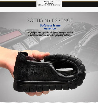 Genuine Leather Men's Shoes Breathable Soft Bottom Casual Business Shoes for Middle-Aged And Elderly Spring Autumn Wear