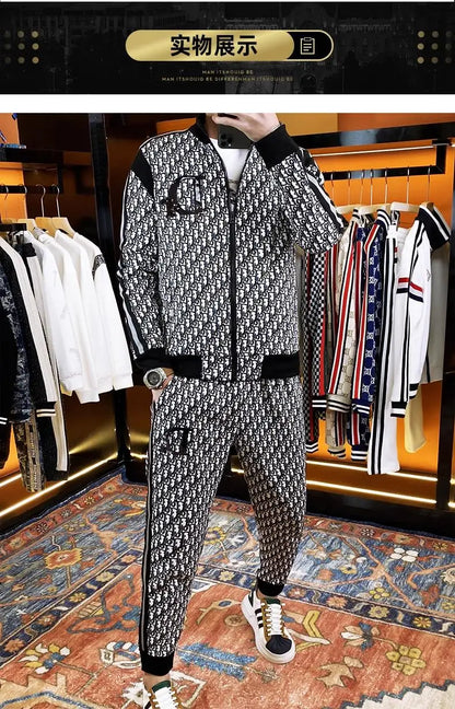 Spring and autumn men's casual suit 2025 new coat men's clothing ruffian handsome set with autumn two-piece set