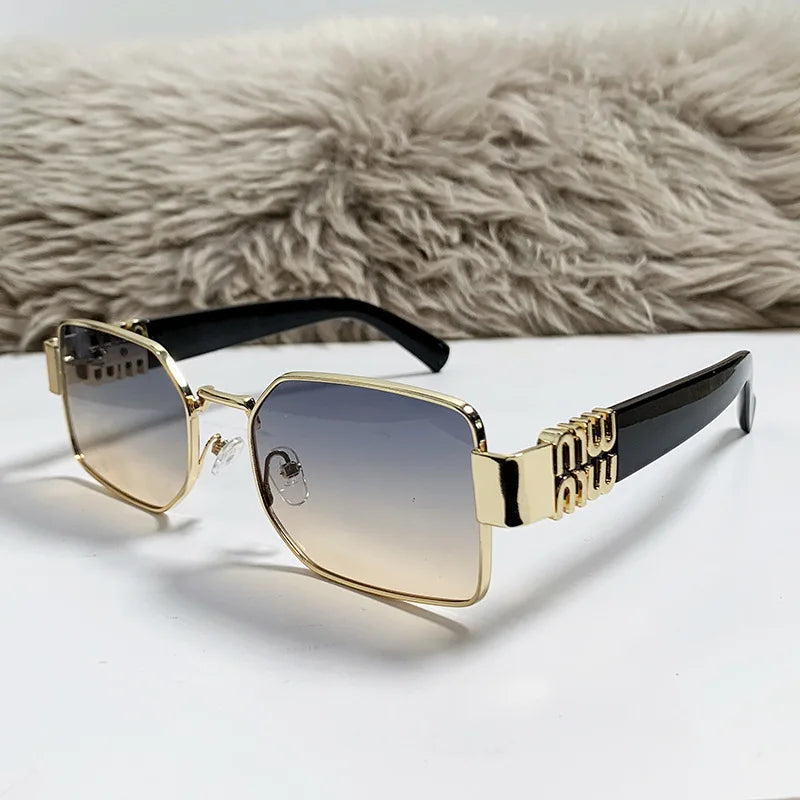 New Fashion Metal Box Women's Sunglasses High Quality High Sense Trend Street Sun Glasses Girls Sunshade Glasses UV400