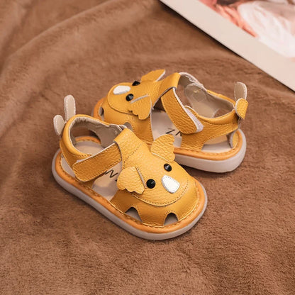 Summer Children Shoes Baby Girls Boys Genuine Leather Sandals Soft Sole Anti Slip Toddler Shoes Cartoon Kids Brach Sandals