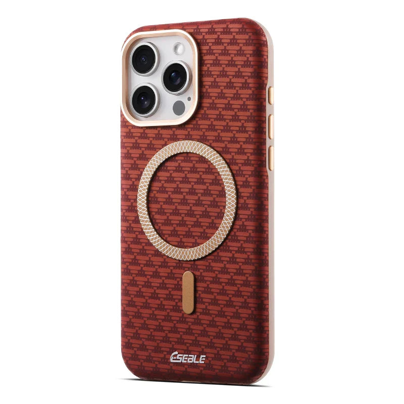 For Magsafe Magnetic Solid Color Triangle Pattern Phone Case for iPhone 17 Pro Max 15 13 14 16 Pro Max Bumper Back Cover