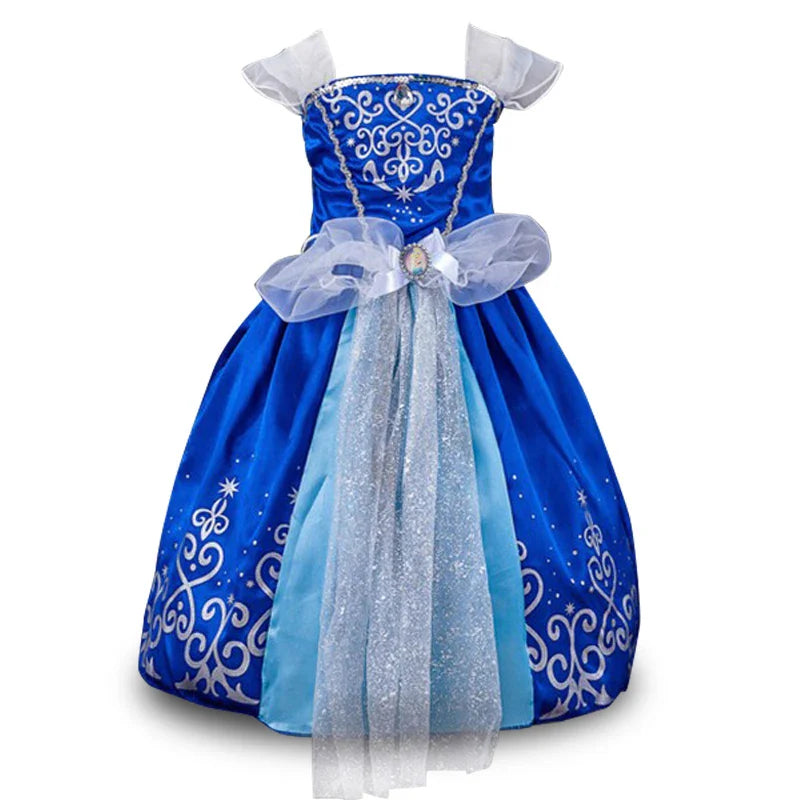 Jasmine Rapunzel Snow Queen Elsa Princess Dress Girl Mesh Sequin Dress Kids Cosplay Belle Aurora Costumes Carnival Party Gowns
