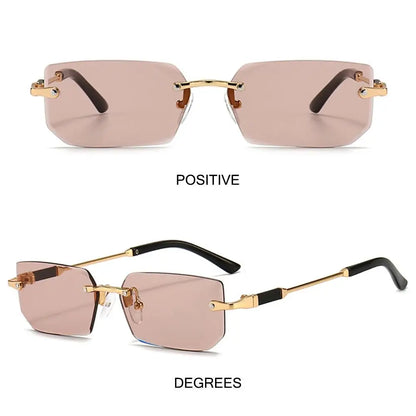 Rimless Rectangle Sunglasses Fashion Y2K Frameless Sun Glasses Shades for Women & Men