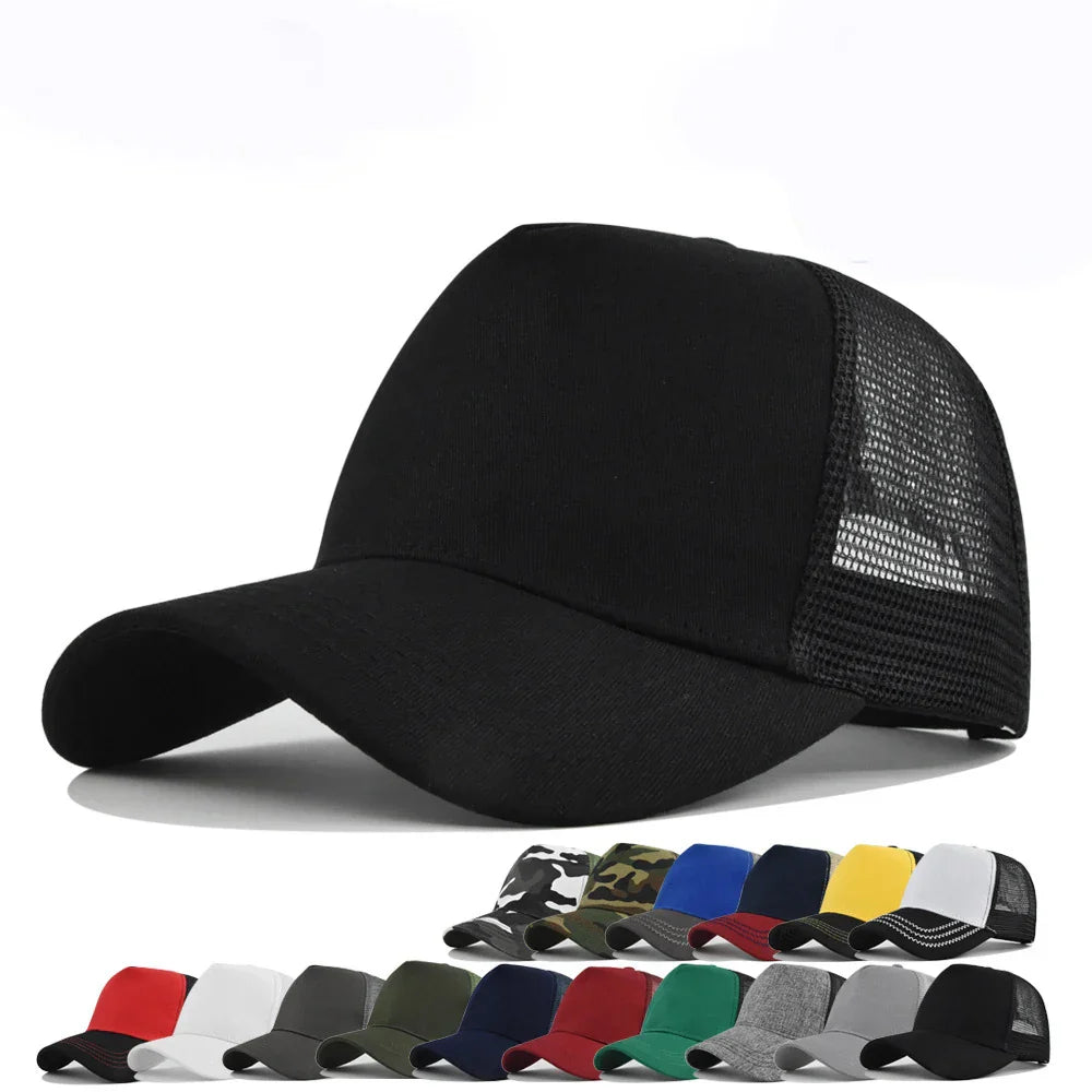 Fashion SunHat Outdoors Trucker Hat Cotton Mesh BreathableBaseball Cap Women Men Summer Sunshade MeshCap Truck Hat Cap Wholesale