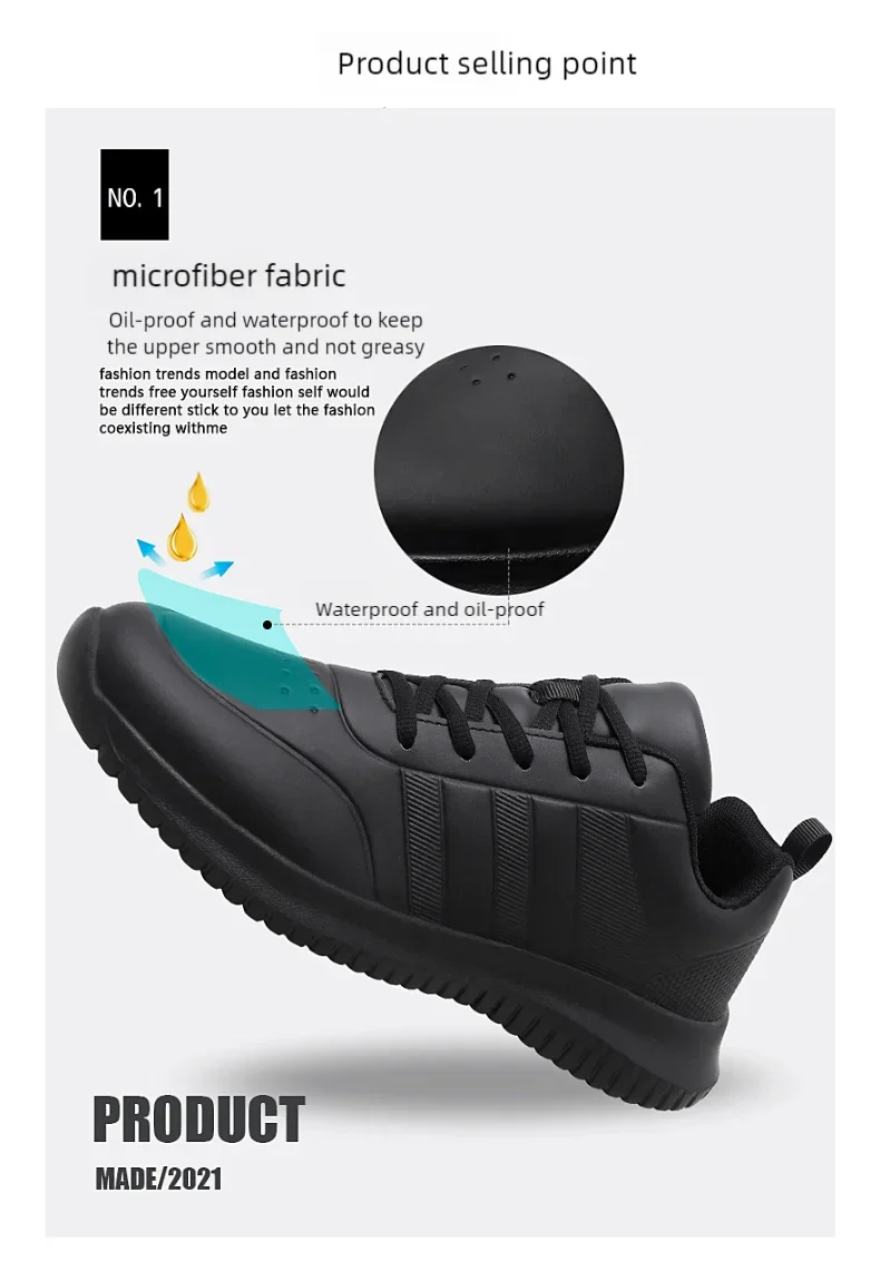 Casual Chef Shoes four Season new Lightweight Soft Sole Comfort Oil proof Men and Women's Chef Business Work Leather Shoe