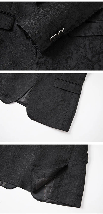 2025 New Large-Sized Jacquard Men's Suit for Wedding Dress, Groom's Suit Set, Host's Performance Costume