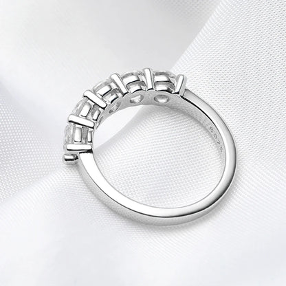 White Gold D Color 4mm Moissanite Ring for Women 1.5CTTW Stone Match Diamond Wedding Band Bride S925 Sterling Silver