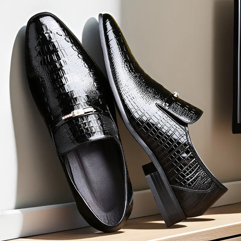 Classic Dress Shoes for Men Leather Shoes PU Crocodile Business Casual Formal Sneakers Plus Size Office Wedding Party Oxfords