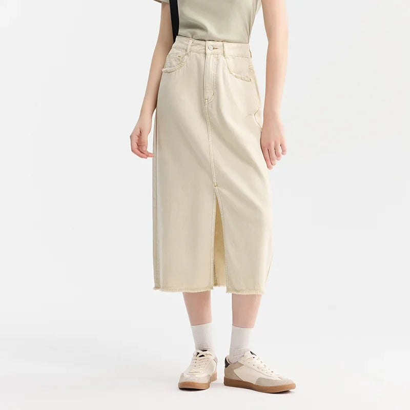 Women Denim Skirt Summer 2024 New Arrival With High Slit And Straight-Cut Design Skirts for Women