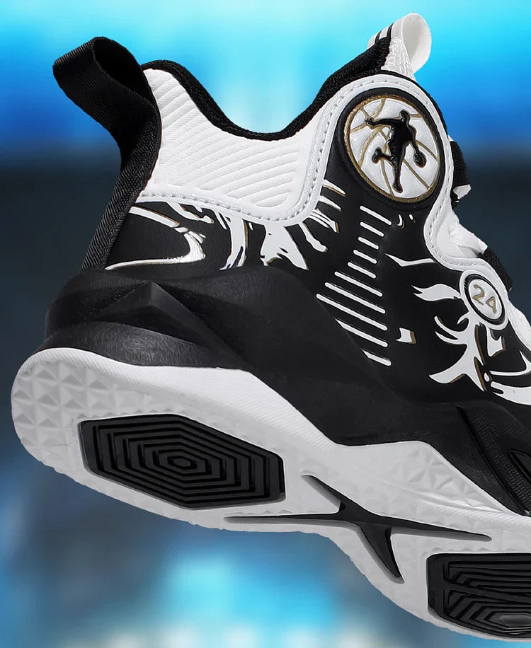 A pair of children's four-season high-top leather basketball shoes, wear-resistant and soft sneakers, sizes 31-37，YY-Y2876